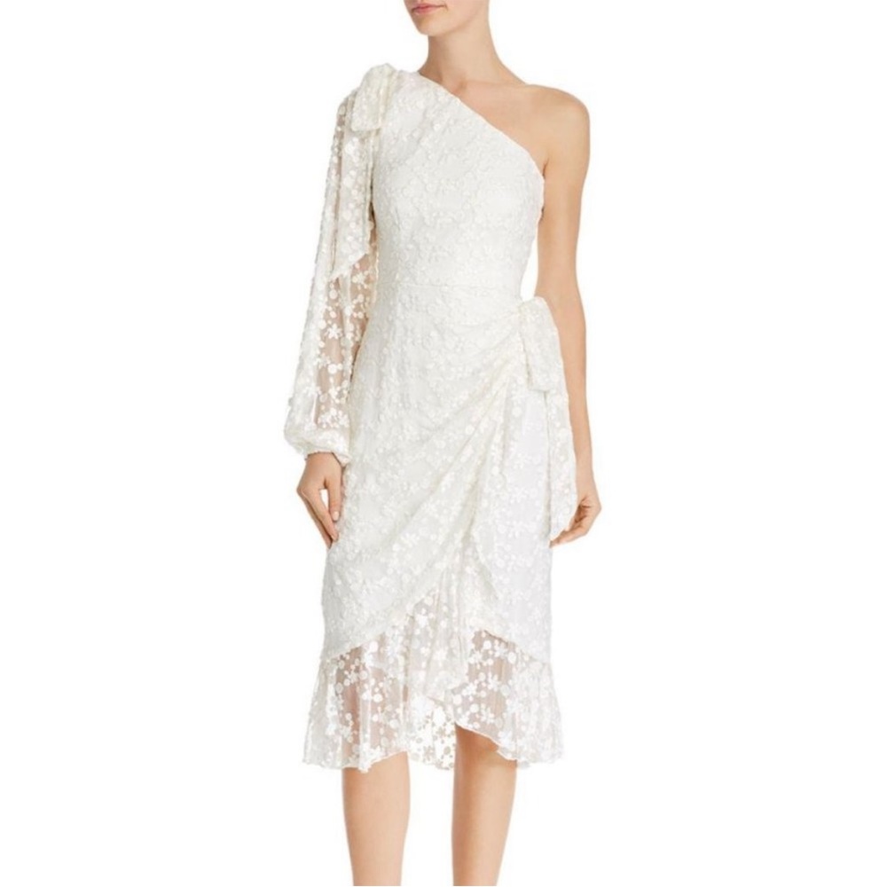 NWT Keepsake Retrospect White Lace Midi Dress Ivory S/4